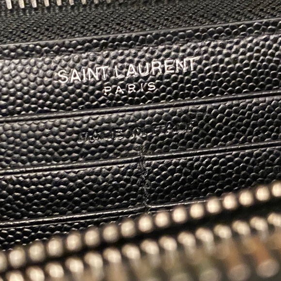 Authentic Saint Laurent Paris Women Leather Zip-Around Wallet Black Mint Cond'n - Picture 4 of 6